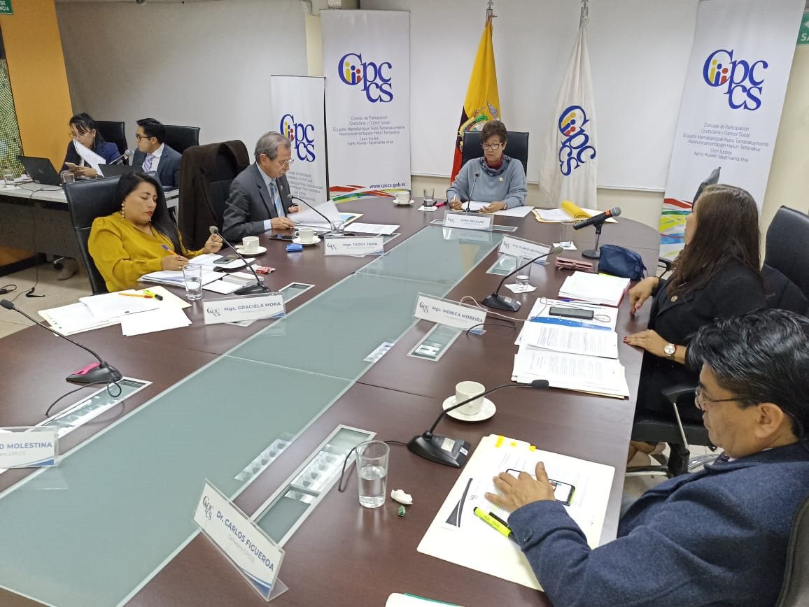 Los miembros del CPCCS durante una sesión el pasado 16 de marzo de 2023.
