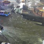 Una imagen de la Corporación para la Seguridad Ciudadana de Guayaquil muestra la inundación en el malecón Simón Bolívar este 21 de marzo de 2023.