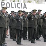 Policías formados en el Cuartel Modelo de Guayaquil este 13 de abril de 2023.